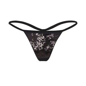 SKIMS Sequin String Thong Onyx Black NWT Size 3X